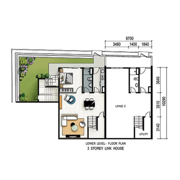 Ferringhi Hills lower ground level floor plan published by the developer, Batu Ferringhi, Penang