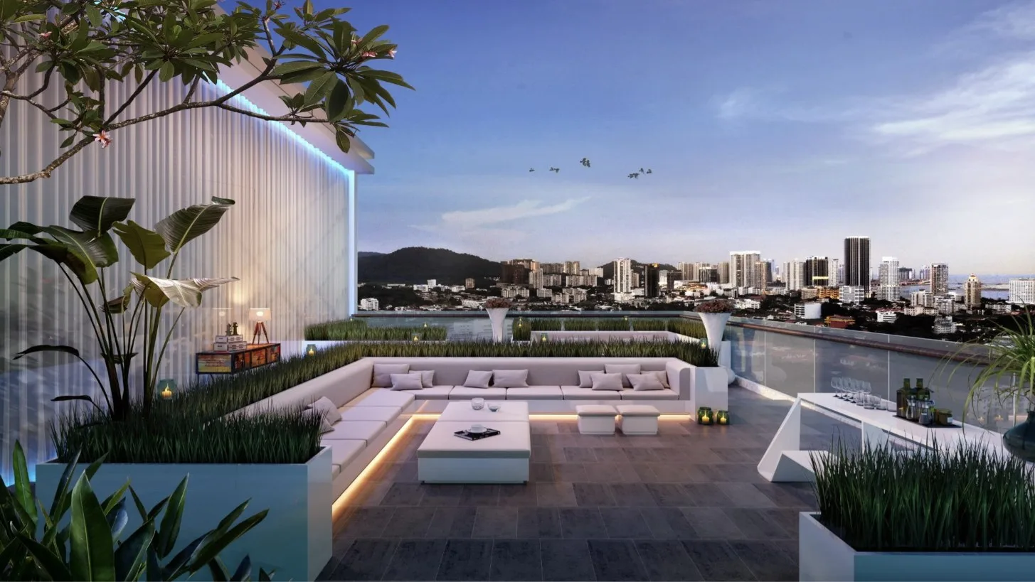 Green City Residence sky garden with outdoor seating, artist's impression, George Town, Penang