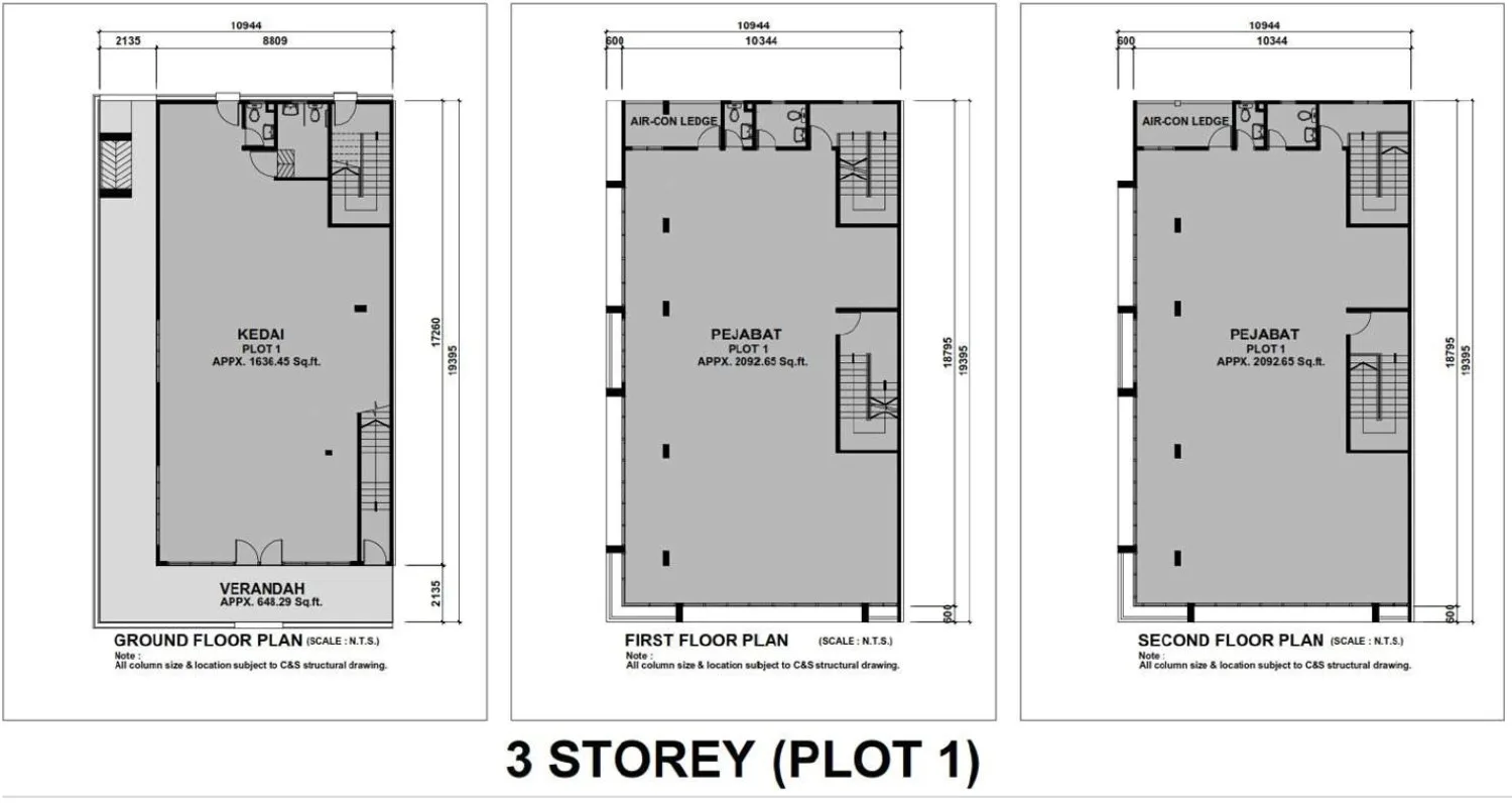 HI World City 3-Storey Plot 1 floor plan, ground, first and second floors, Simpang Ampat, Penang