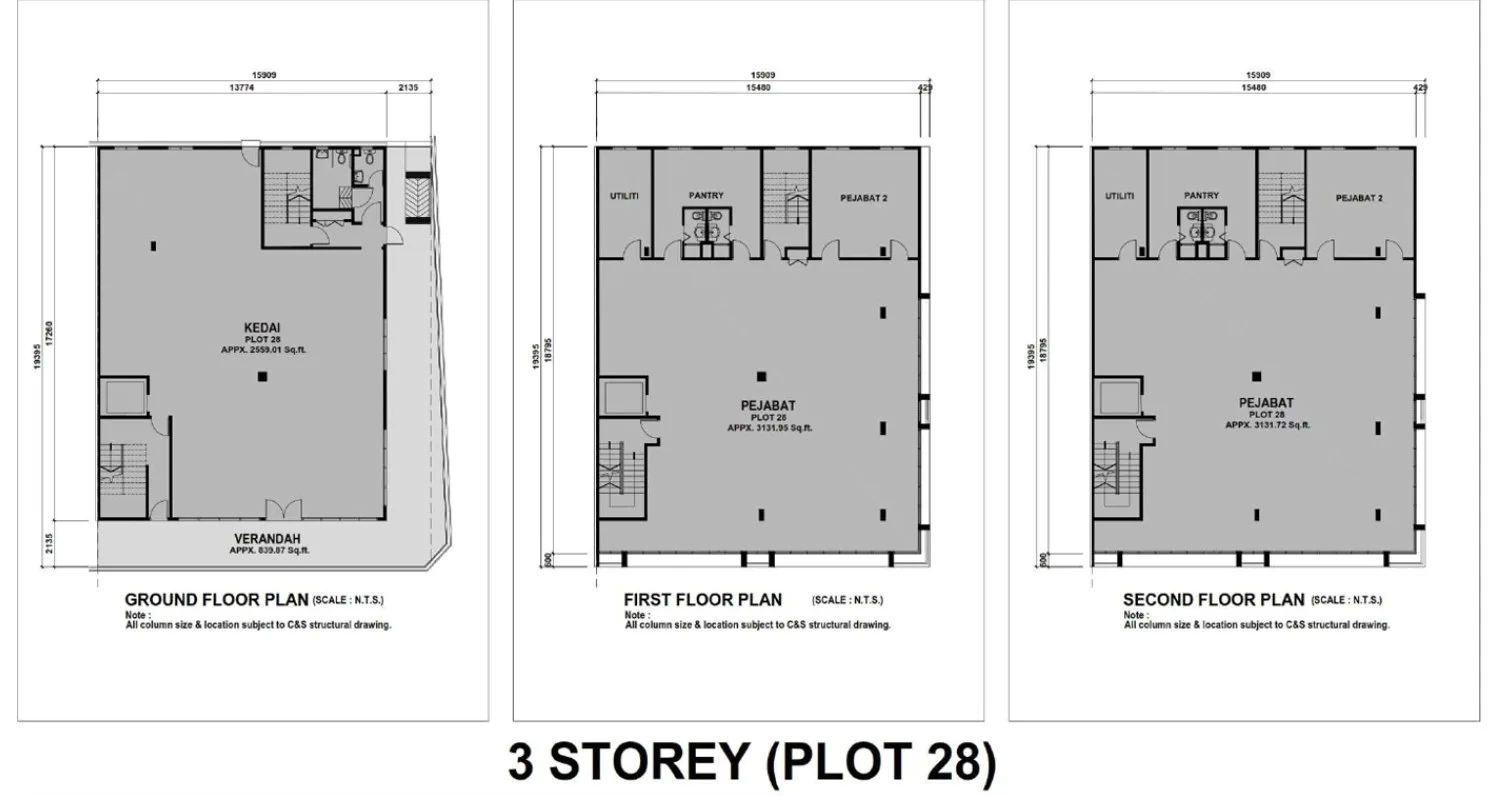 HI World City 3-Storey Plot 28 floor plan, ground, first and second floors, Simpang Ampat, Penang