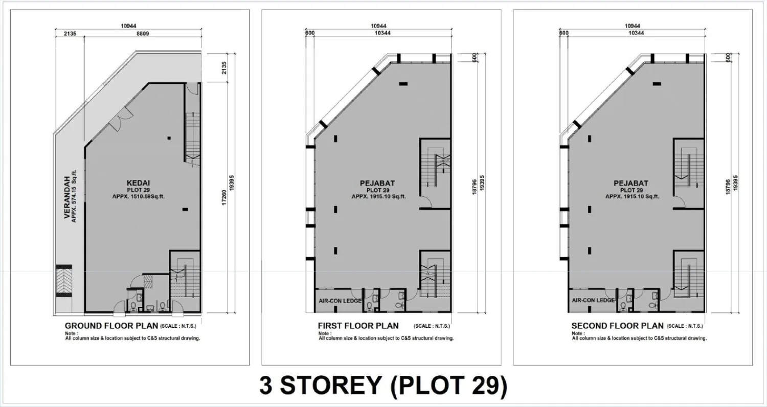 HI World City 3-Storey Plot 29 floor plan, ground, first and second floors, Simpang Ampat, Penang