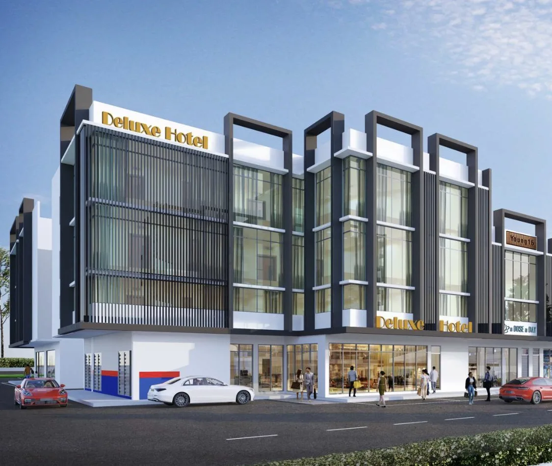 HI World City three-storey corner shop office, street-level artist's impression, Simpang Ampat, Penang