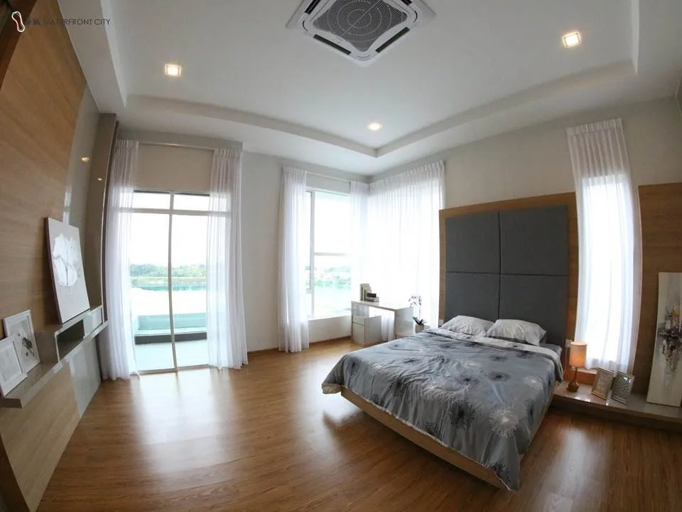Bedroom with lake view in a Hillpark Residences show unit, Waterfront City, Lahat, Ipoh, Perak