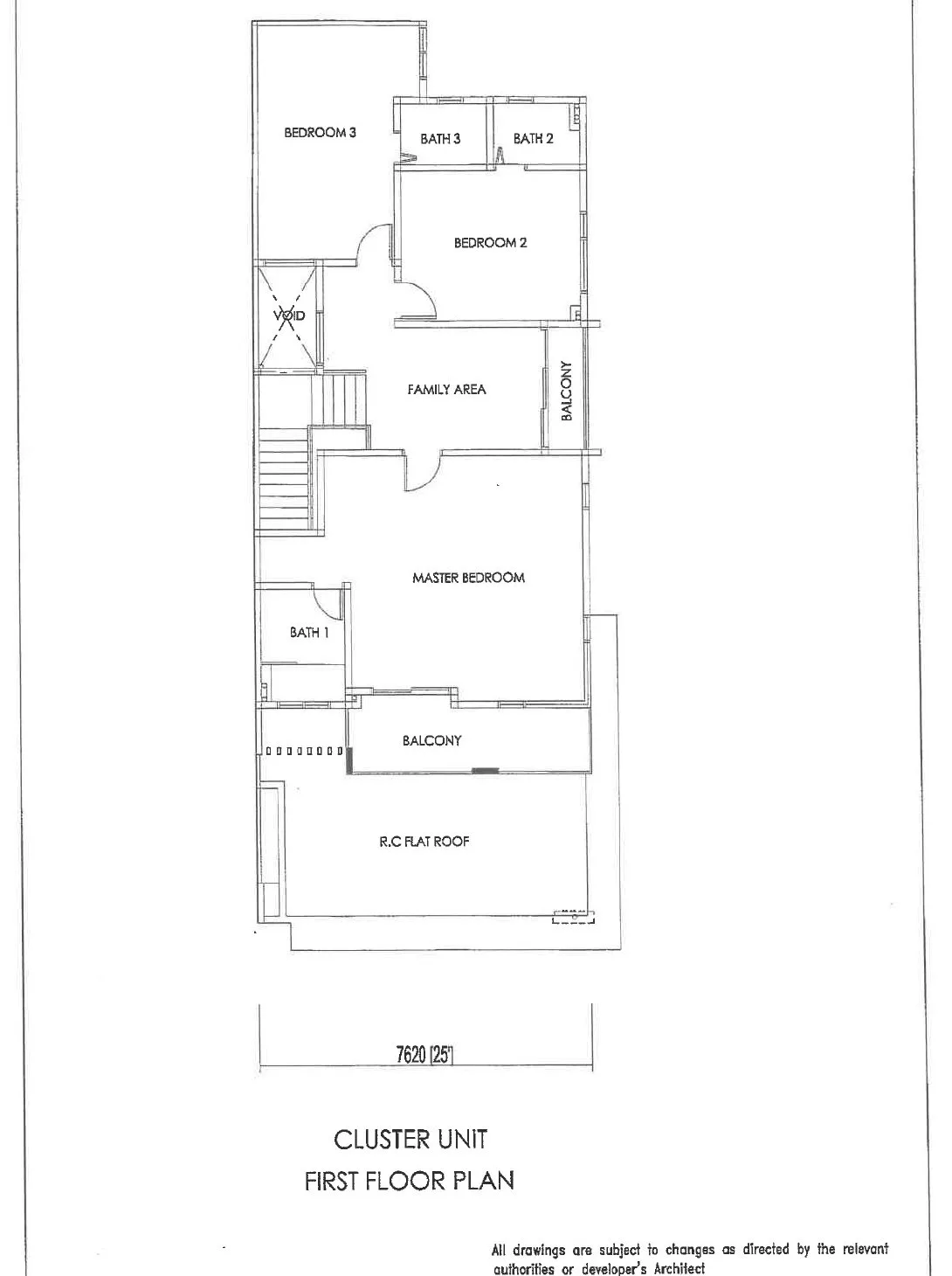 First floor plan of the semi-D cluster house intermediate lot at Hillpark Residences by Excellent Realty Sdn Bhd, Lahat, Ipoh, Perak