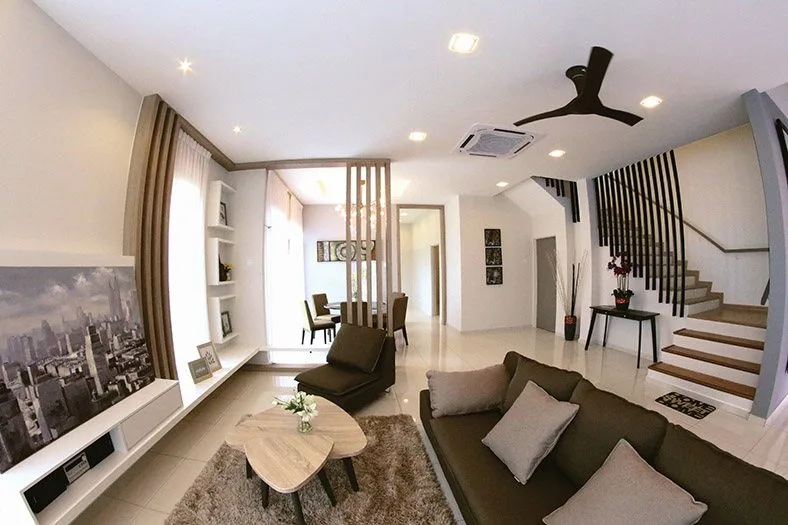 Show-unit living hall of a cluster house at Hillpark Residences, Waterfront City, Lahat, Ipoh, Perak