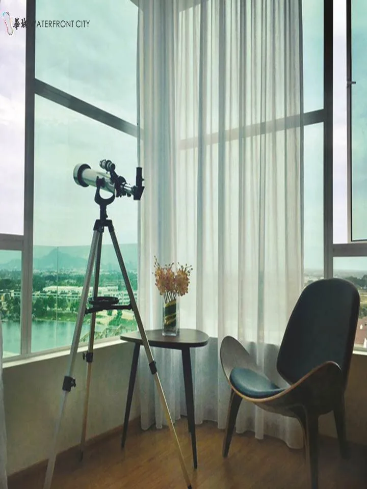 Window corner overlooking Waterfront City lake from a Hillpark Residences show unit, Lahat, Ipoh, Perak