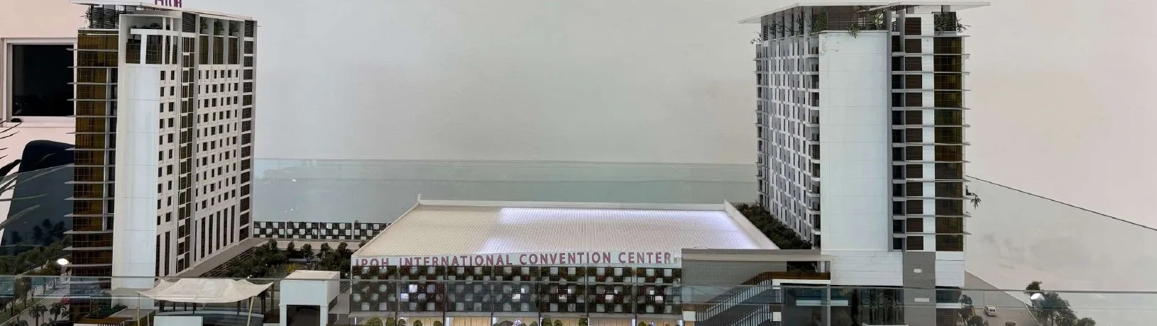 Scale model of the Ipoh International Convention Centre development with hotel and ICC Suites towers by Sycal ICC Properties Sdn Bhd, Ipoh, Perak