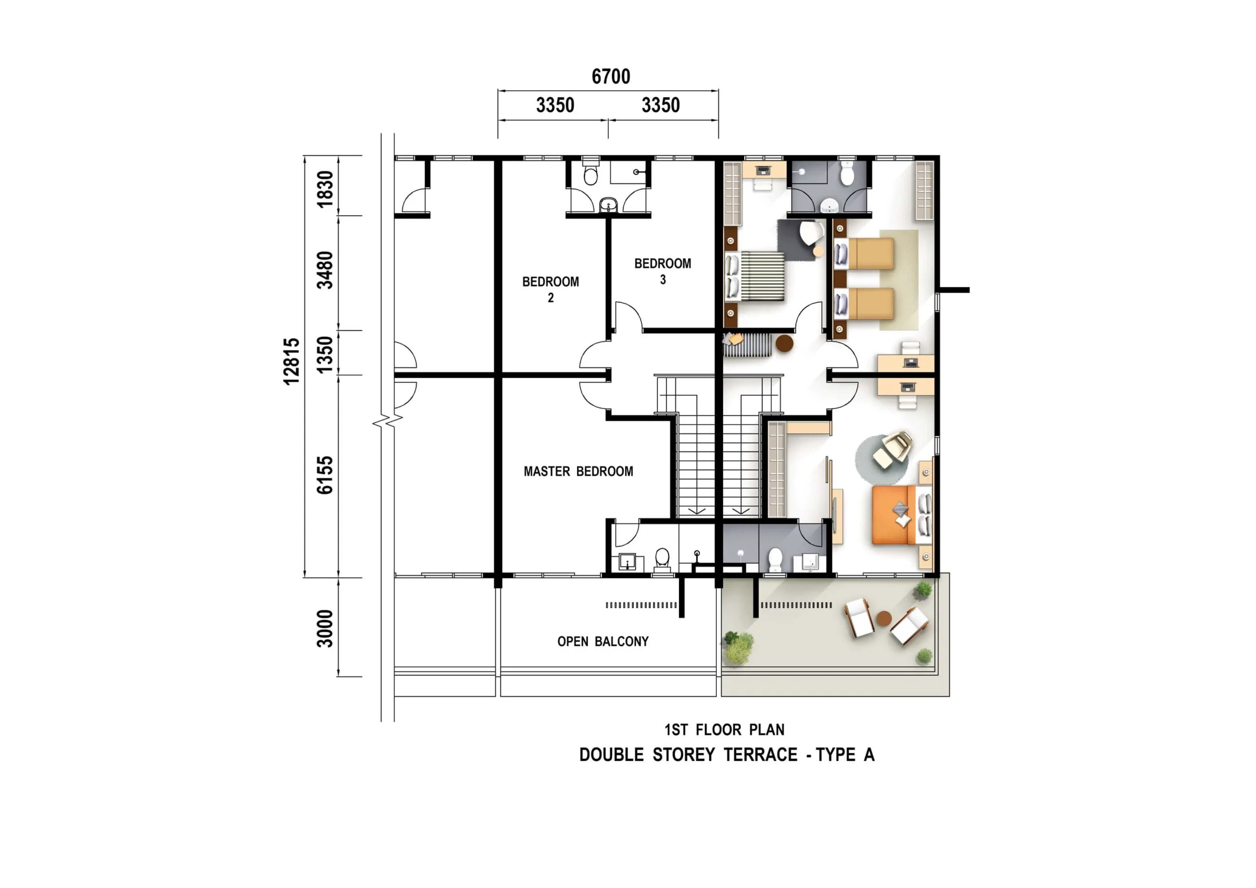 Impiana Upeh Type A first floor plan published by the developer, Balik Pulau, Penang