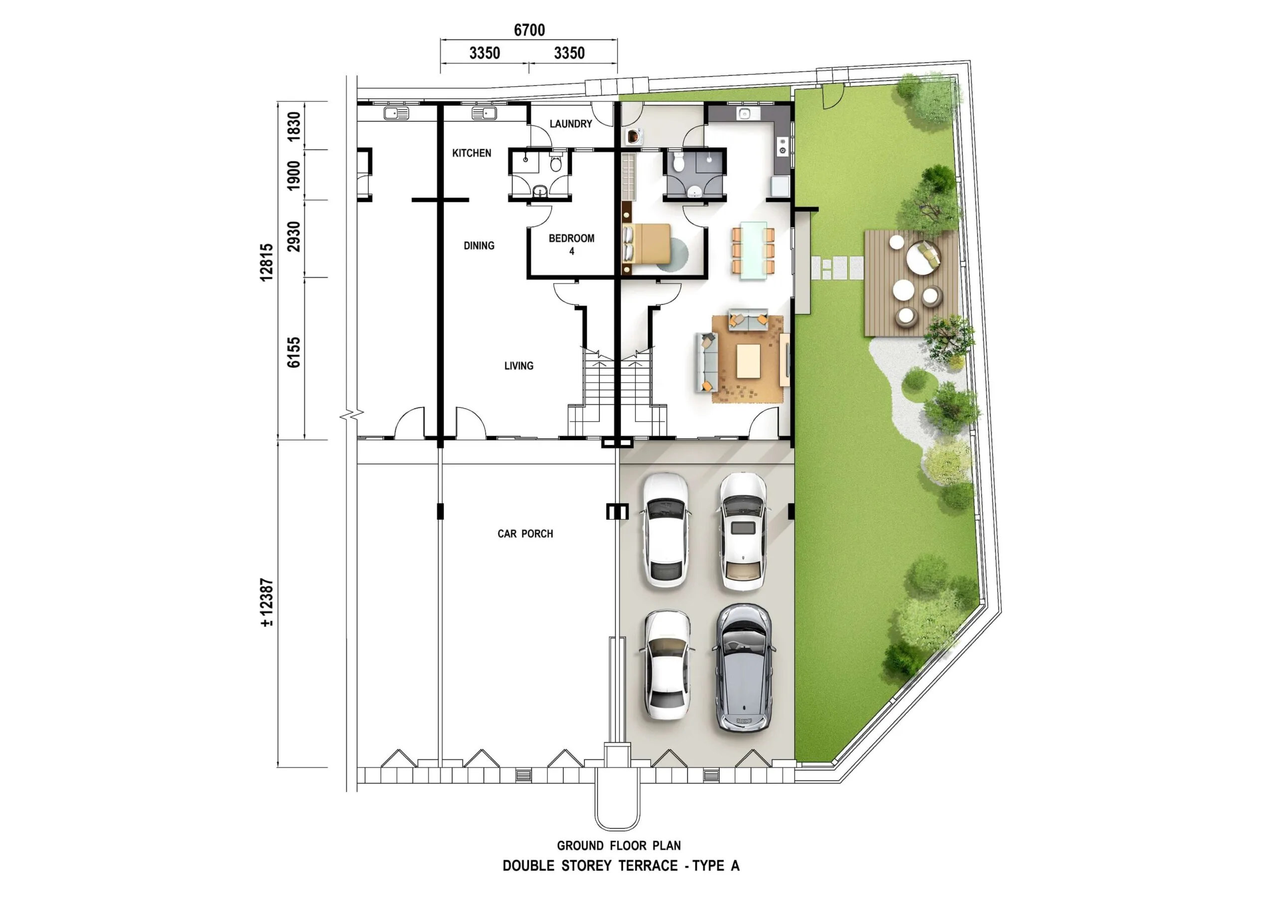 Impiana Upeh Type A ground floor plan published by the developer, Balik Pulau, Penang