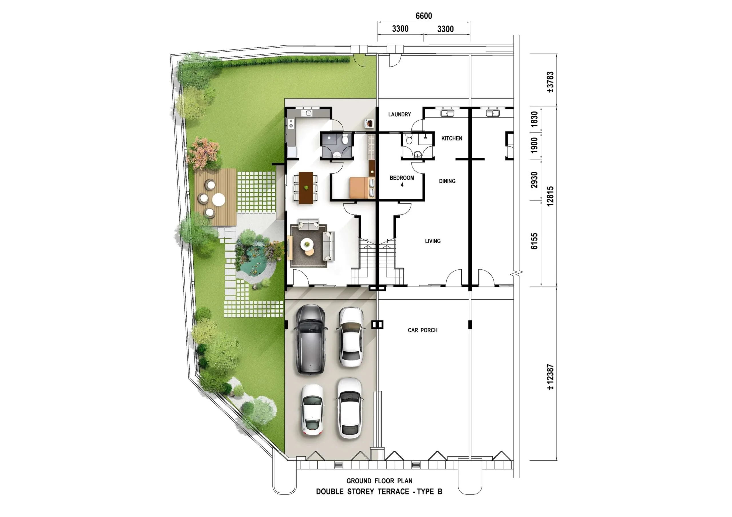 Impiana Upeh Type B ground floor plan published by the developer, Balik Pulau, Penang