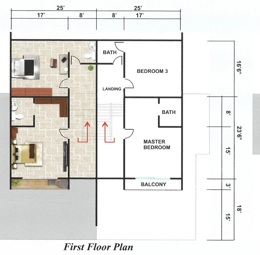 First floor plan of a two-and-a-half-storey semi-detached house at Intan Grove, Taman Sri Manggis, Teluk Intan, Perak