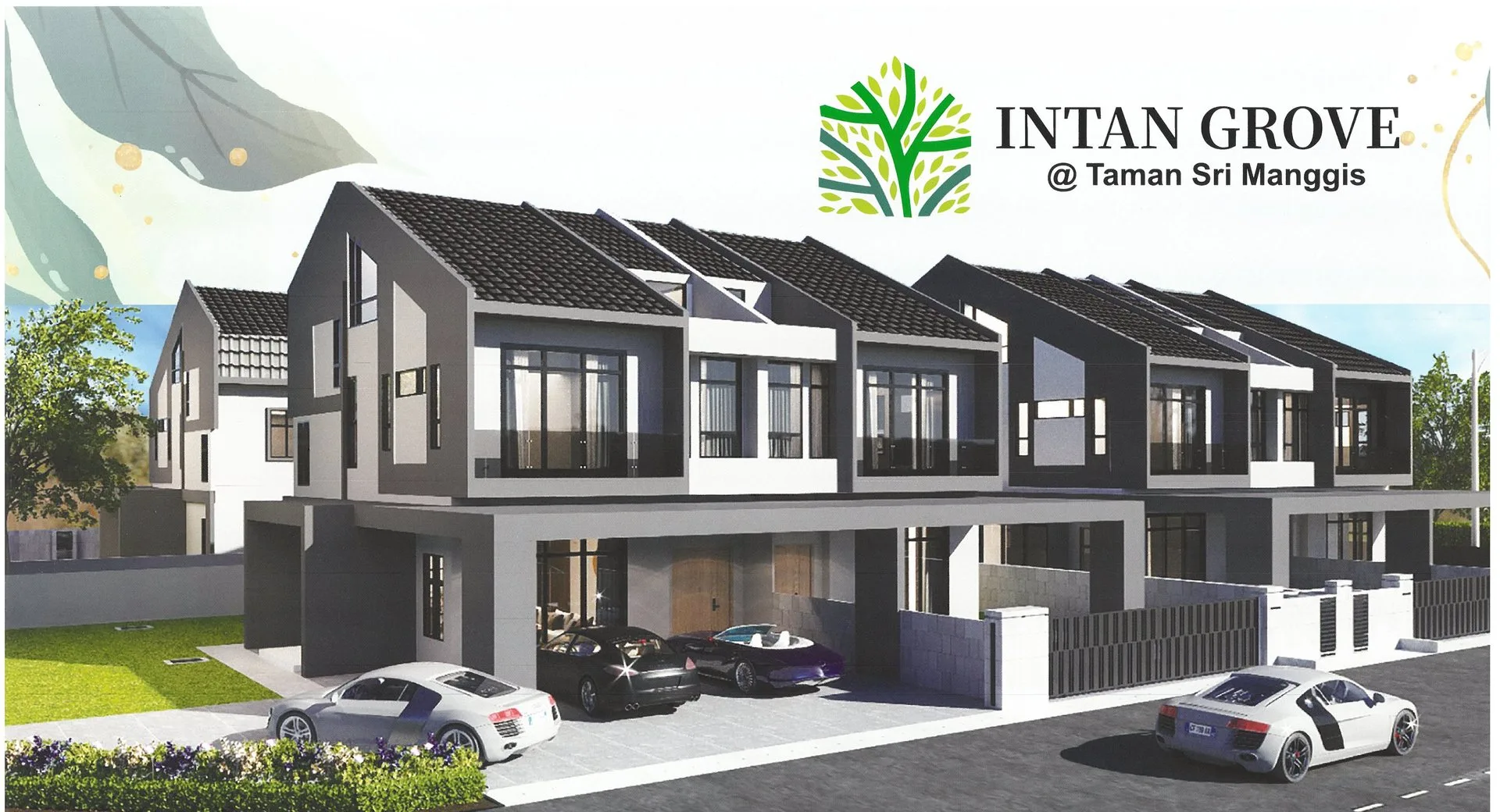 Artist's impression of the two-and-a-half-storey semi-detached houses at Intan Grove @ Taman Sri Manggis by Global Infinity Development Sdn Bhd, Teluk Intan, Perak