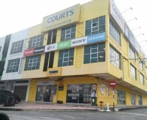 Three-storey corner shop office occupied by Courts at Jelapang Square by Team Keris Berhad, Jelapang, Ipoh, Perak