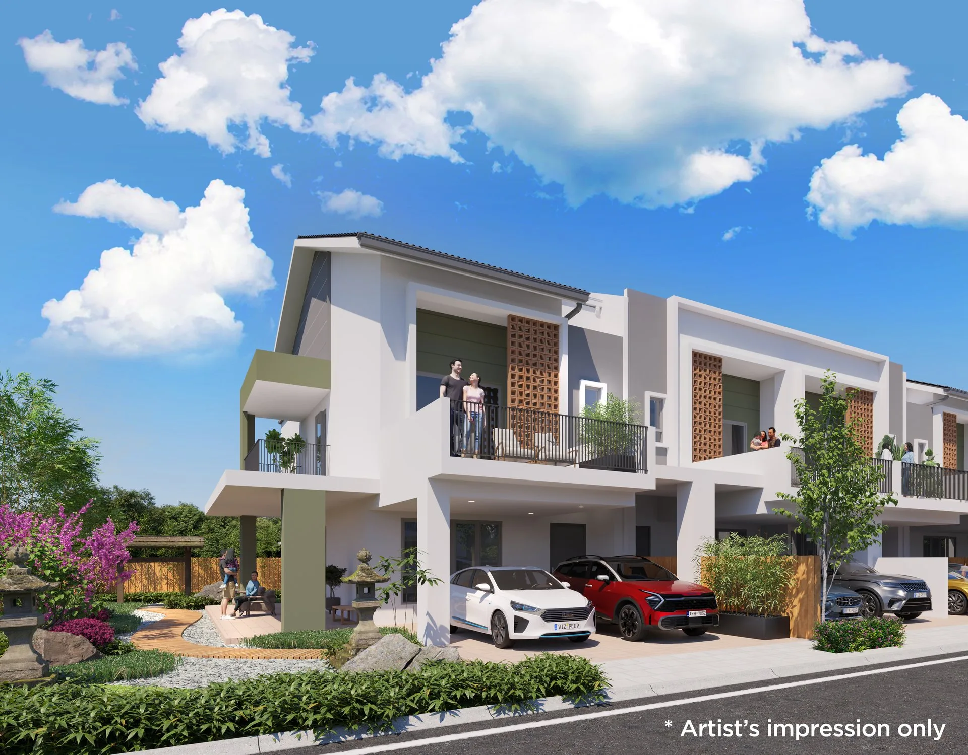 Artist's impression of Jia double-storey terrace houses by Team Keris (Gabong Holding Sdn Bhd) at Ipoh South Precinct, Ipoh, Perak