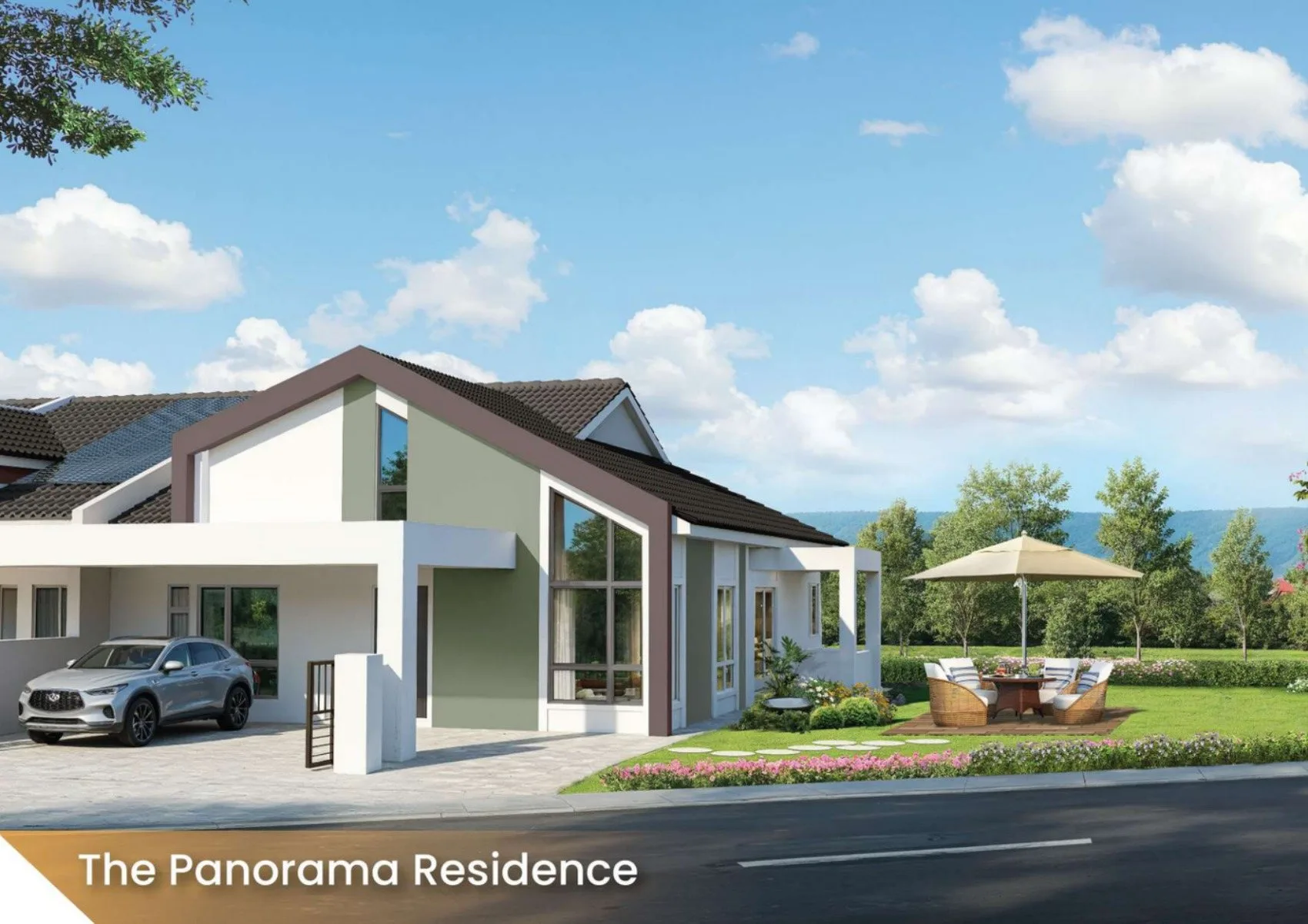 The Panorama Residence single-storey corner terrace with side garden at Klemeru Phase 4 by Eadepro Development, Chepor, Ipoh