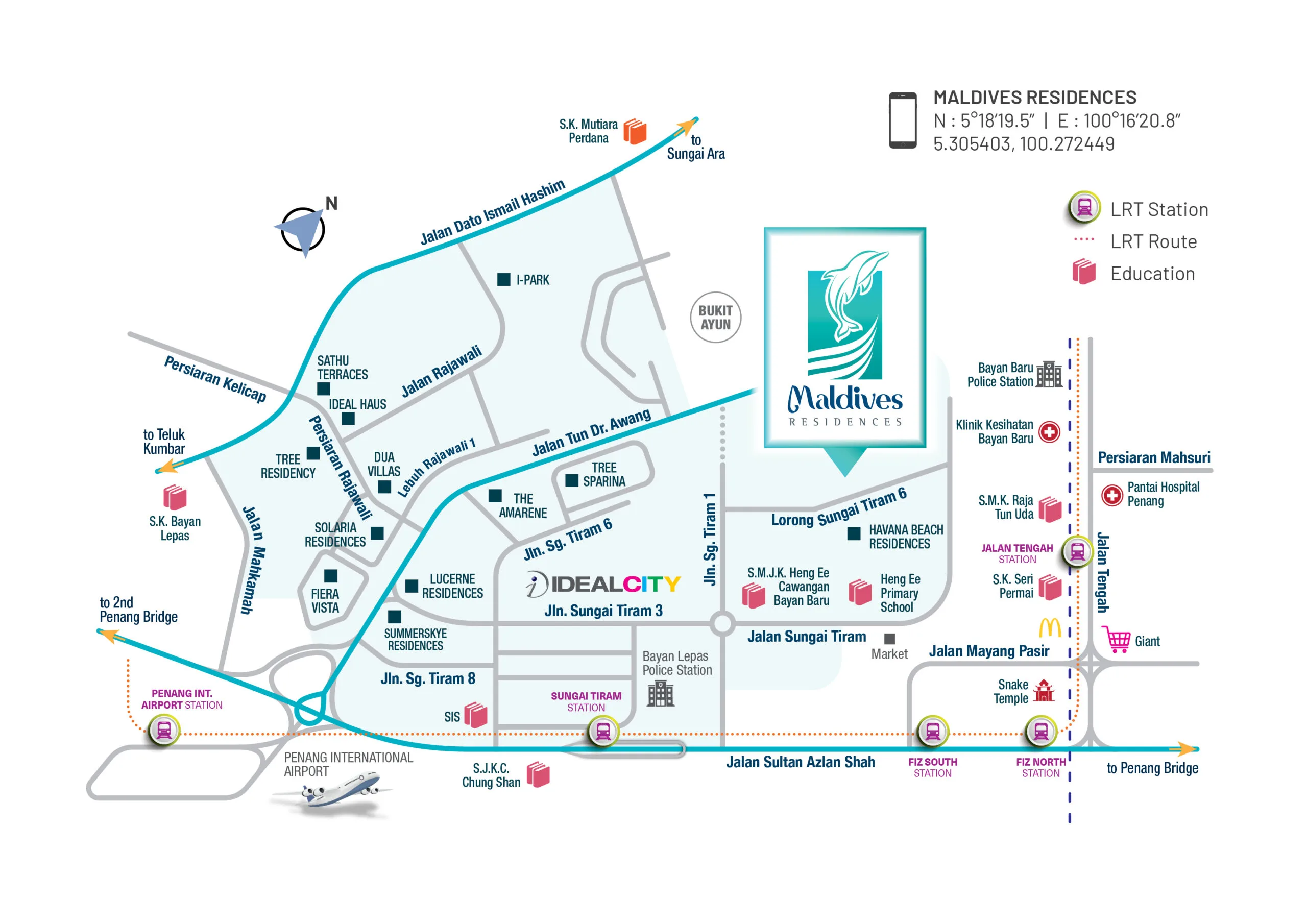Maldives Residences 位置图,槟岛西南县峇六拜——发展商公布