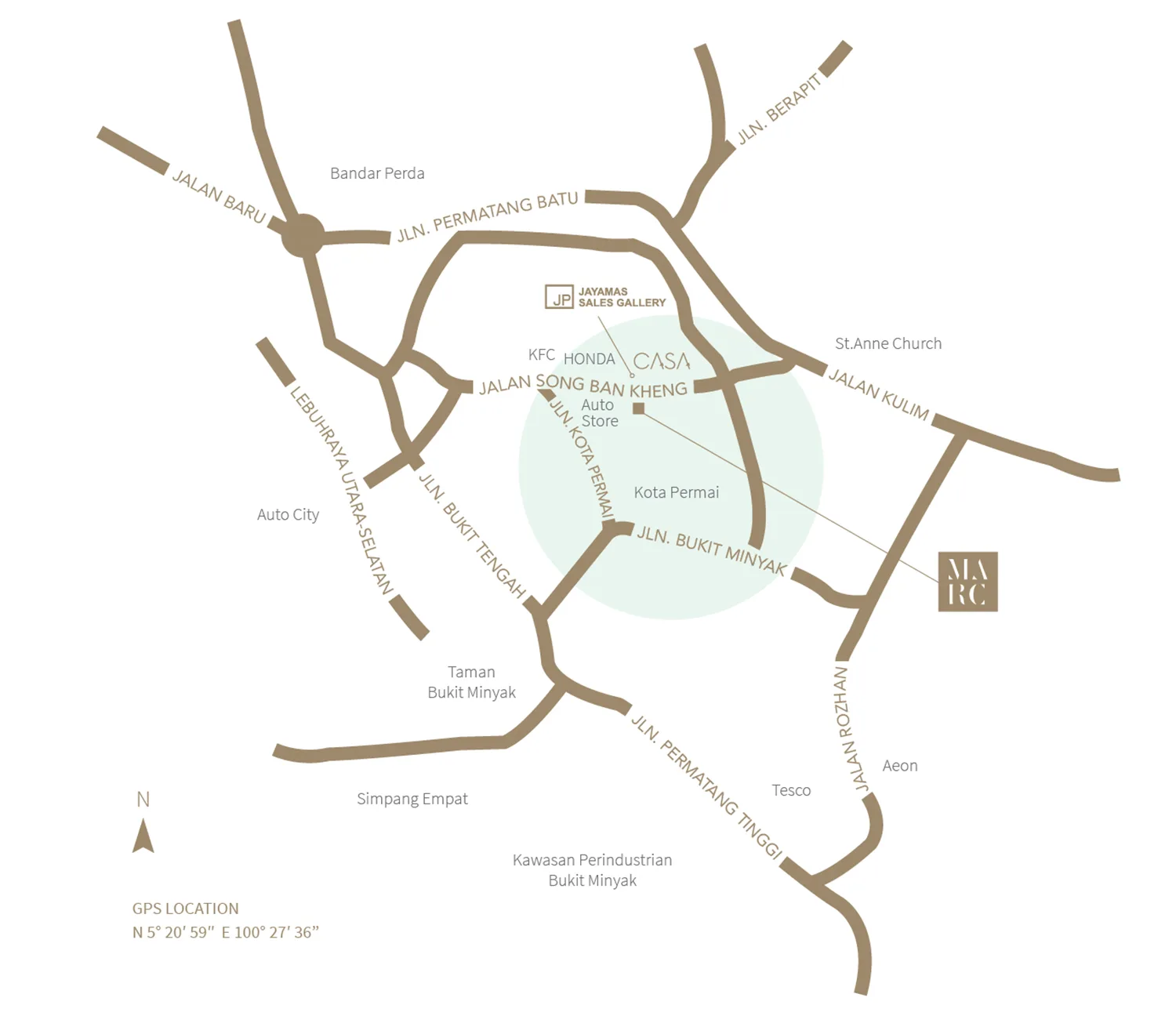 MARC Residences location map published by the developer, Bukit Mertajam, Penang