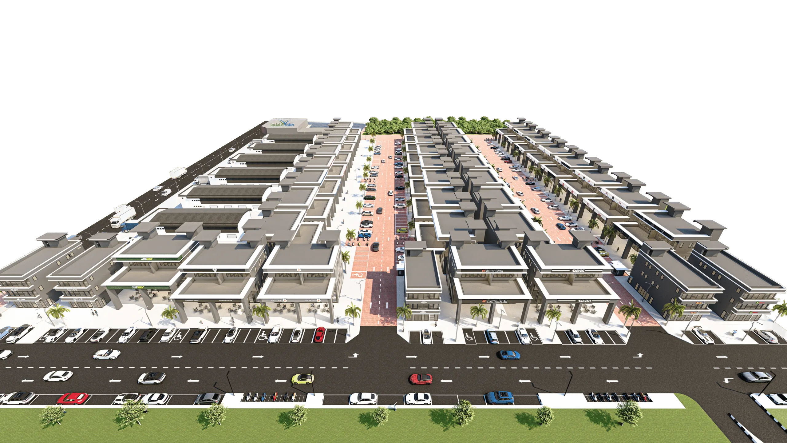 Marina City aerial artist's impression of the shop-office streets, Permatang Tinggi, Simpang Ampat, Penang