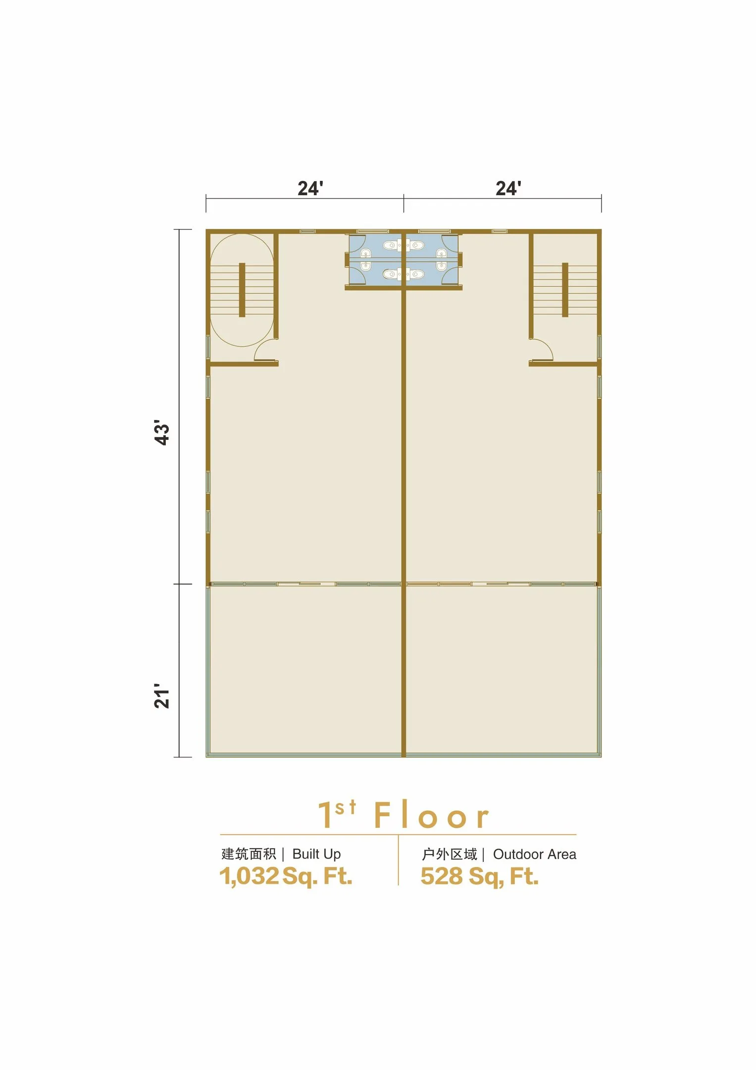 Marina City commercial semi-detached first-floor plan published by the developer, Permatang Tinggi, Penang