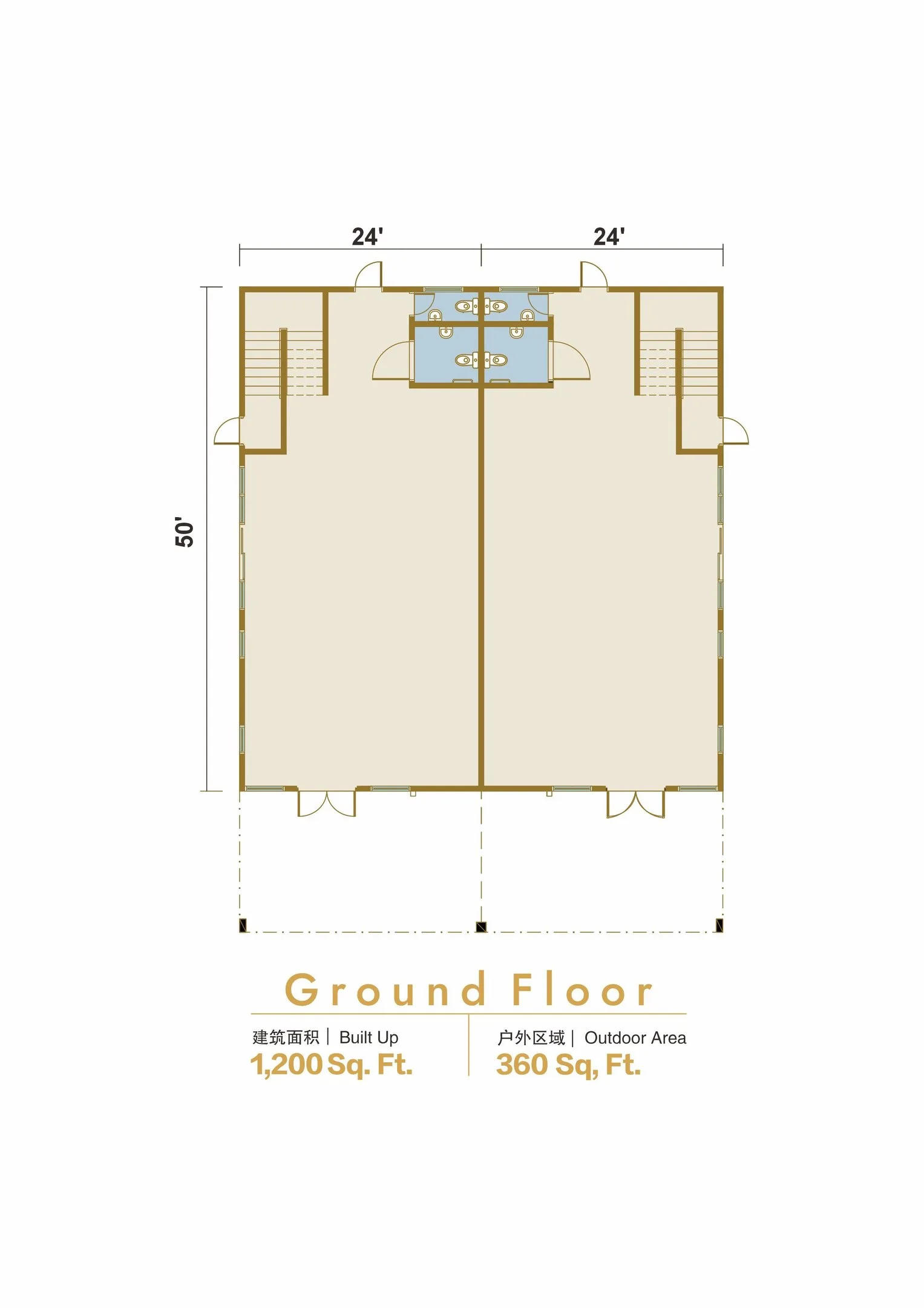 Marina City commercial semi-detached ground-floor plan published by the developer, Permatang Tinggi, Simpang Ampat, Penang
