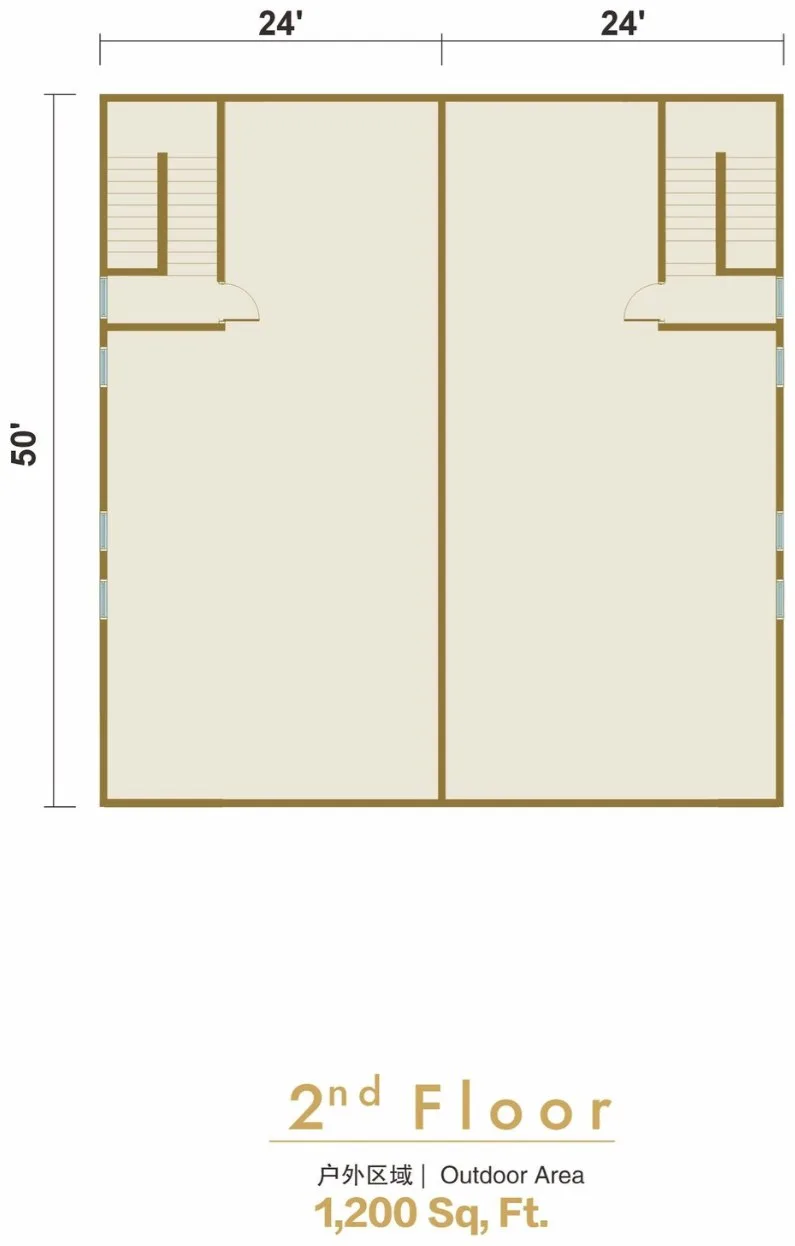 Marina City commercial semi-detached second-floor plan, labelled as a 1,200 sq ft outdoor area, published by the developer, Permatang Tinggi, Penang