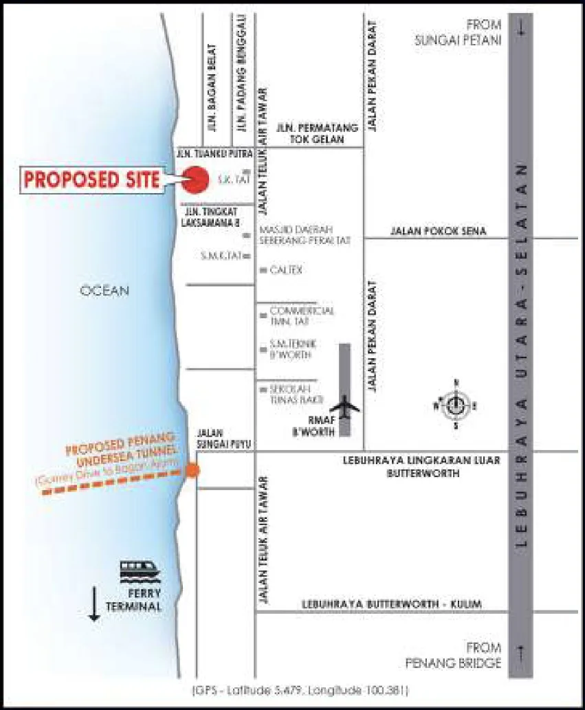 Marina Residences 2 location map showing the site off Jalan Teluk Air Tawar, Butterworth, Penang