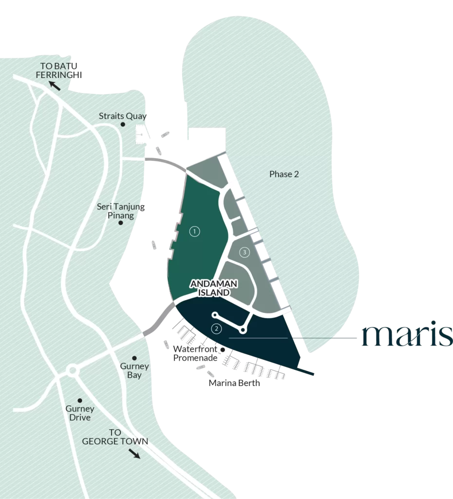 Andaman 各区地图，取自发展商 Maris 页面，槟城 Andaman Island