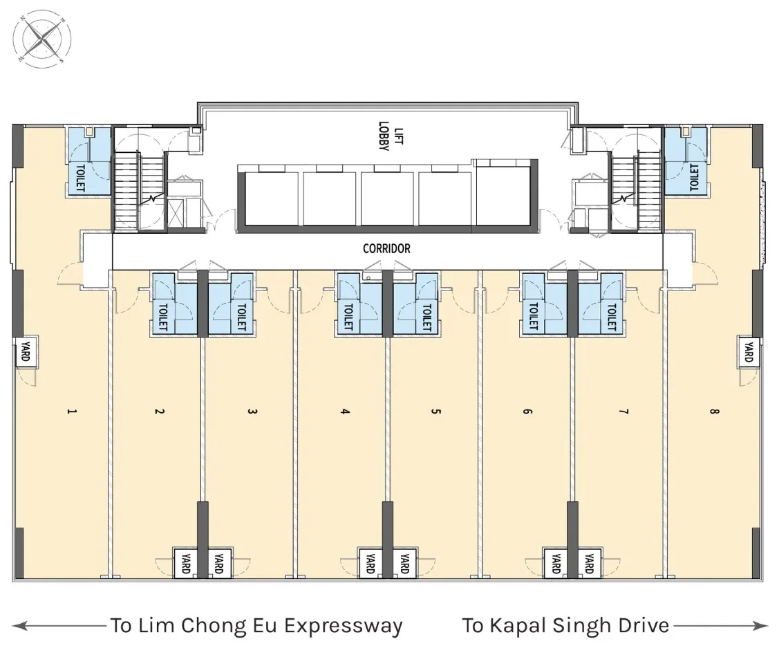Maritime Signature typical floor plan with 8 suites to a floor, Jelutong, Penang