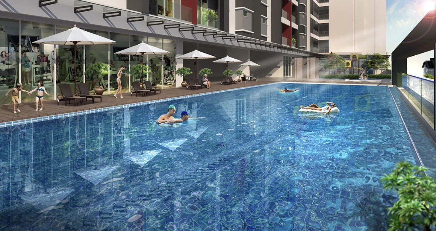 Marminton Homes swimming pool and pool deck, artist's impression, Raja Uda, Butterworth, Penang
