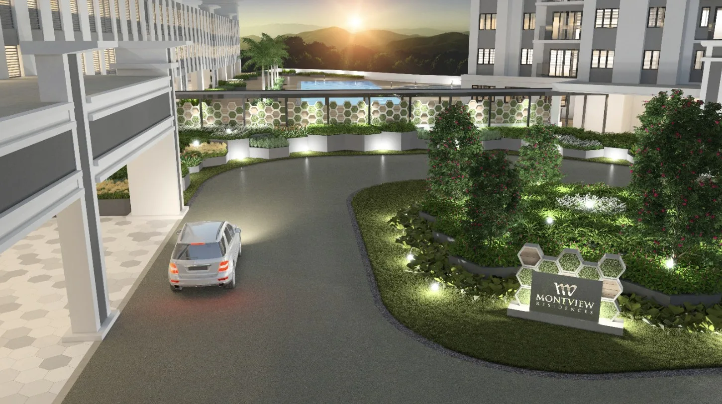 Montview Residences artist's impression of the entrance drive and landscaping, Bukit Mertajam, Penang