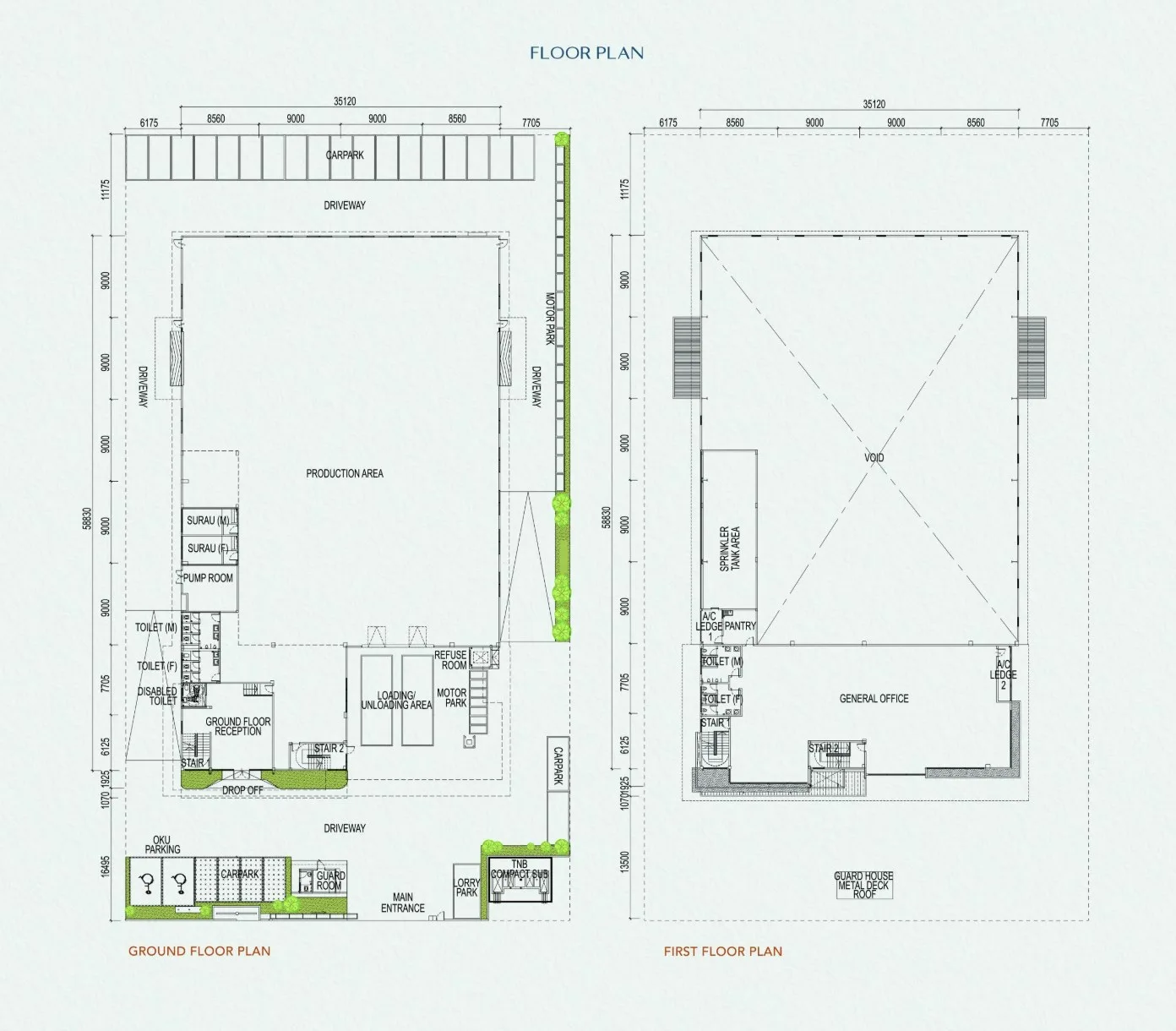 Northern TechValley @ BKE Type A 独立式厂房底层与二楼平面图，槟城大山脚