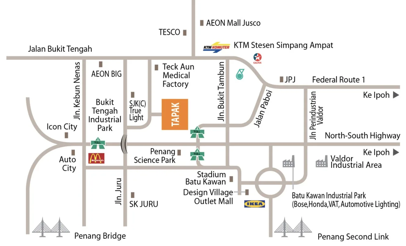 One City Height 位置图，项目位置标为 Tapak，槟城如鲁