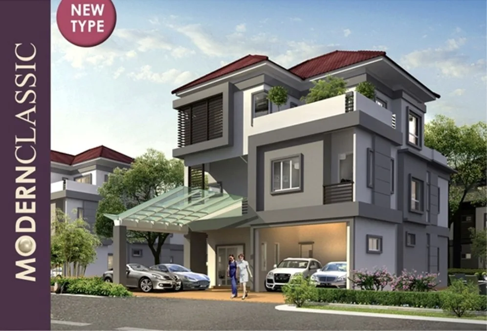 Orchard Villa three-storey detached house in the design the developer called Modern Classic, artist's impression, Simpang Ampat, Penang
