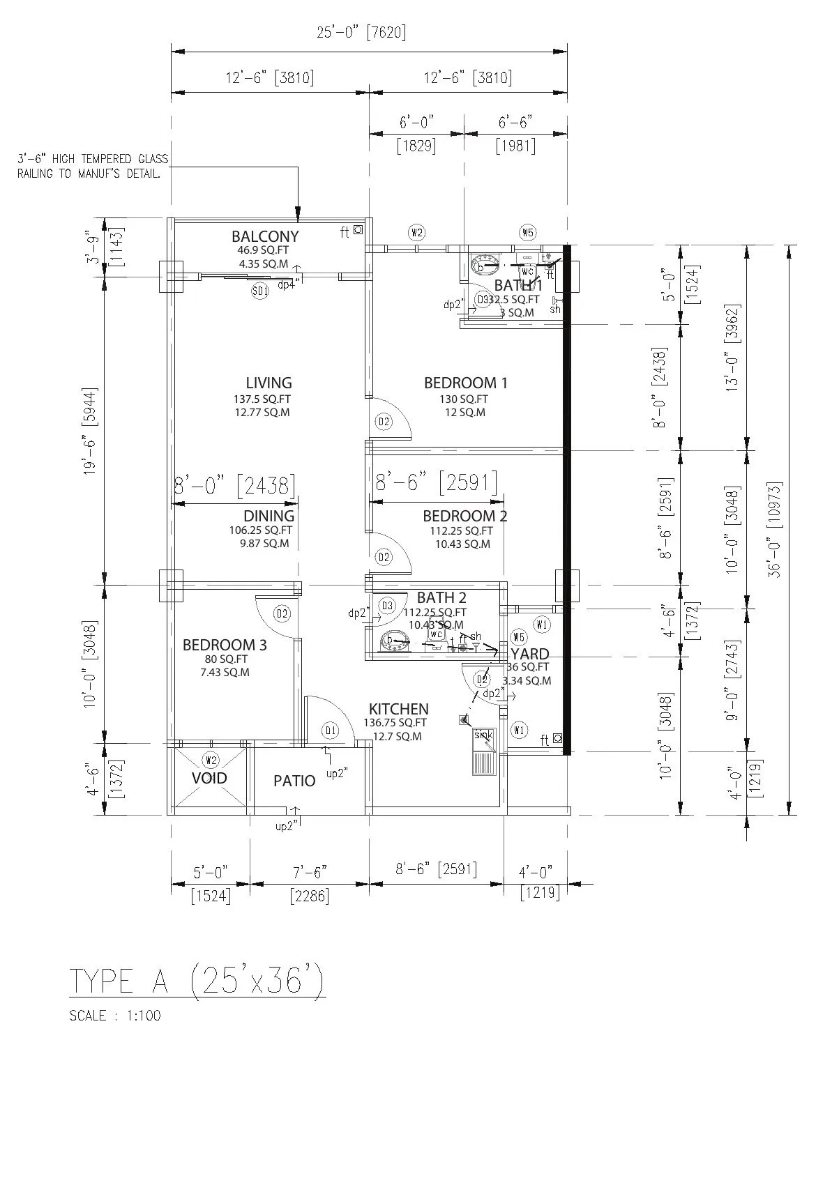 Type A floor plan, Pangsapuri Putra Bercham by Foh Siong Development Sdn Bhd, Bandar Baru Putra, Bercham, Ipoh, Perak