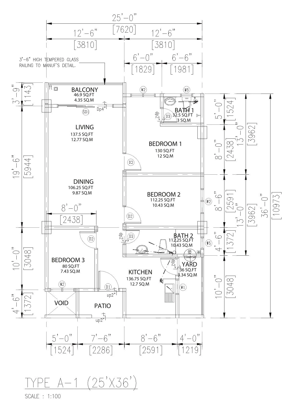 Type A-1 floor plan, Pangsapuri Putra Bercham by Foh Siong Development Sdn Bhd, Bandar Baru Putra, Bercham, Ipoh, Perak