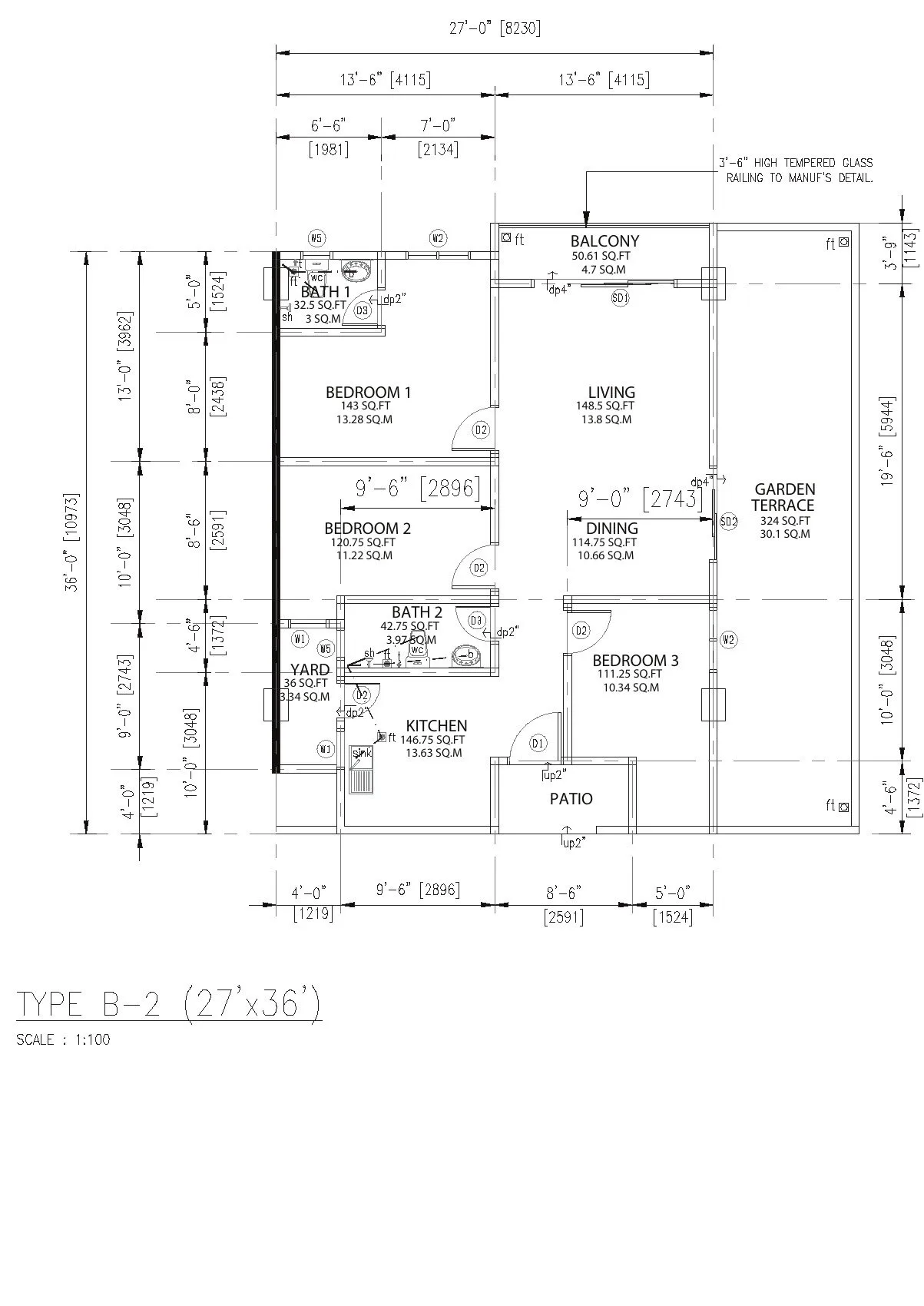 Type B-2 floor plan, Pangsapuri Putra Bercham by Foh Siong Development Sdn Bhd, Bandar Baru Putra, Bercham, Ipoh, Perak