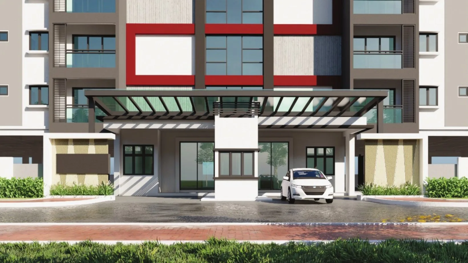 Artist's impression of the main entrance canopy of Pangsapuri Putra Bercham by Foh Siong Development Sdn Bhd, Bandar Baru Putra, Bercham, Ipoh, Perak