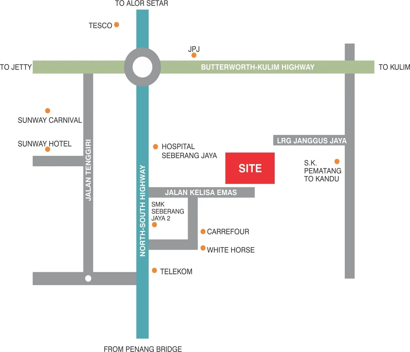 The Paradigm Suites location map published by the developer, Seberang Jaya, Penang
