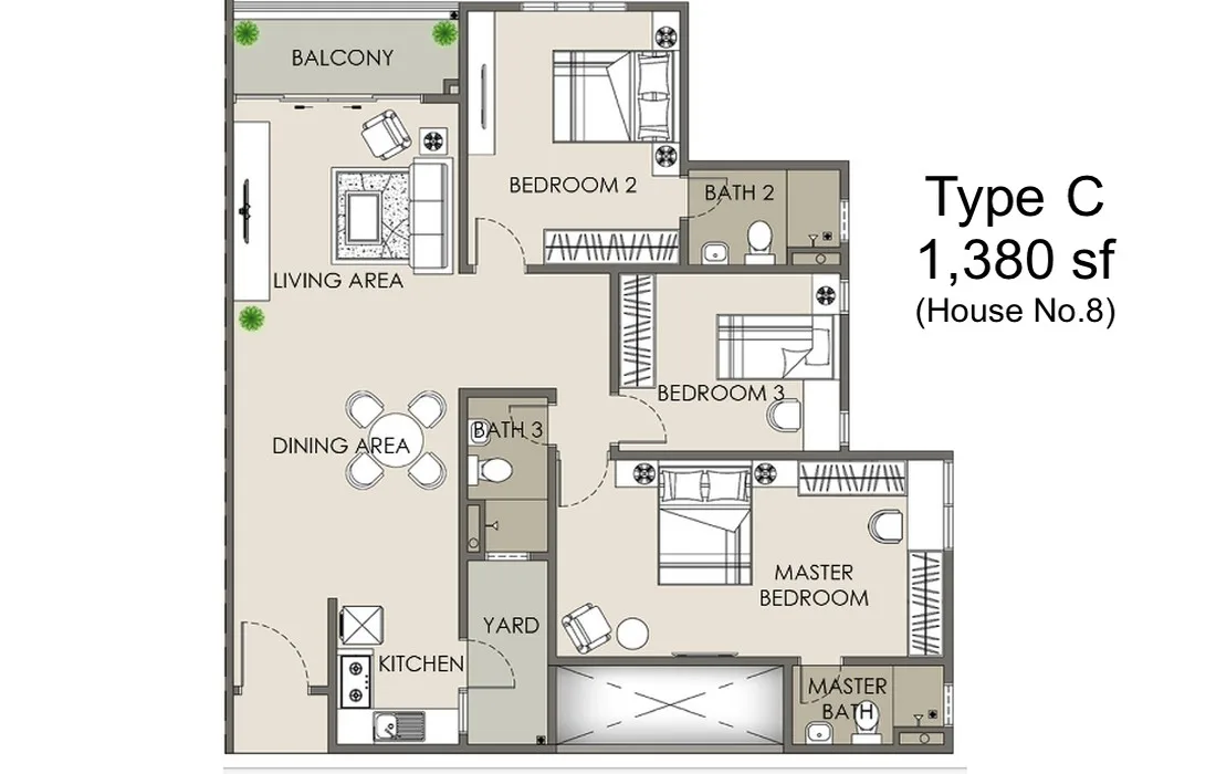 The Paradigm Suites Type C floor plan published by the developer, Seberang Jaya, Penang