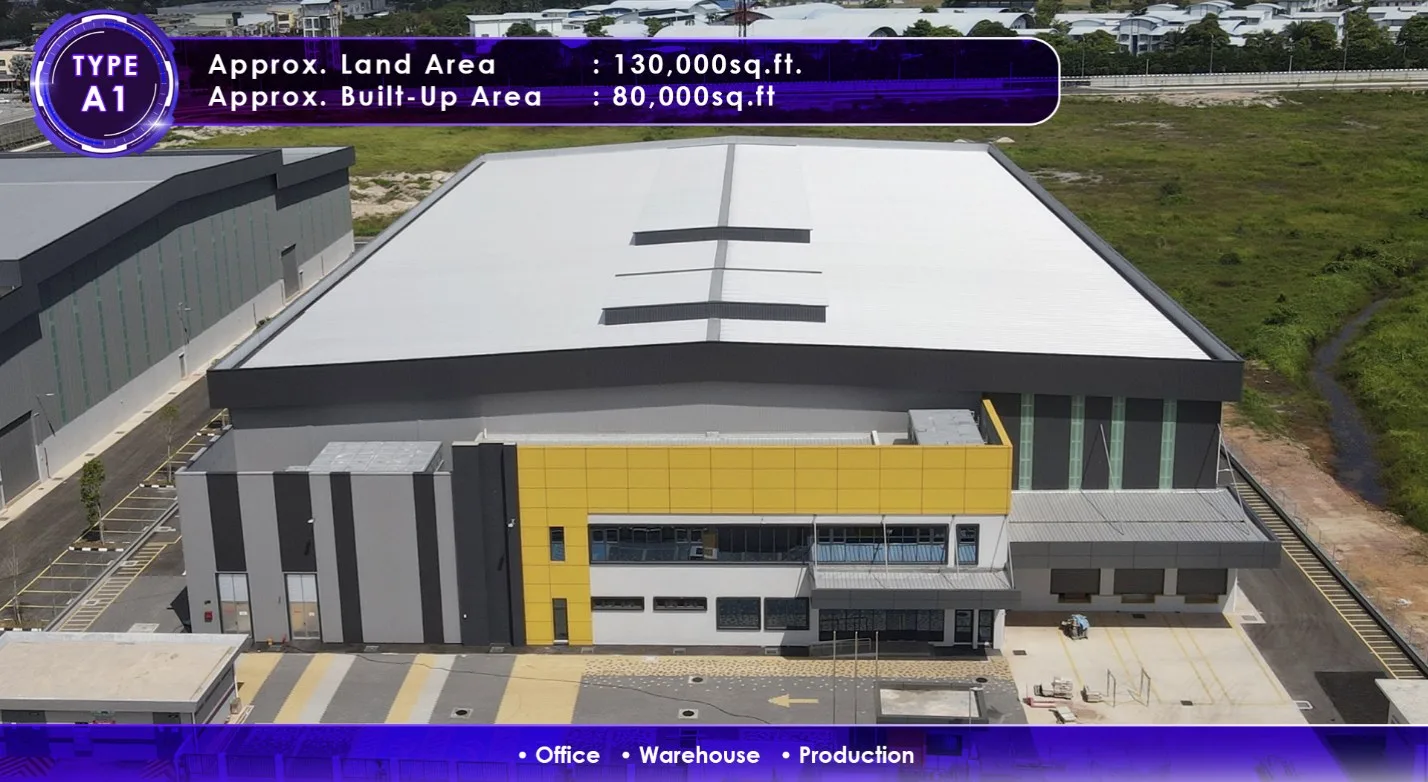 Penang Technology Park @ Bertam 建后出租厂房 A1 型,已建成厂房实拍,附发展商标示的土地与建筑面积,槟城柏淡