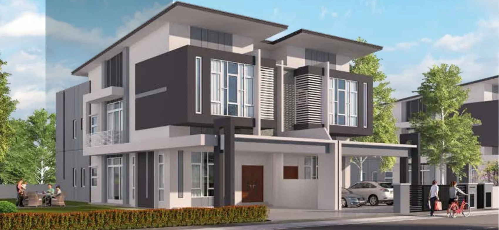 2.5-storey semi-detached house (Type A) render at Pinggiran Pengkalan Bayu by Associated Builders And Contractors Sdn Bhd, Pengkalan, Ipoh, Perak