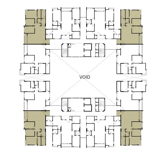 Primero Heights key plan showing where Type B homes sit on the floor, Seberang Jaya, Penang
