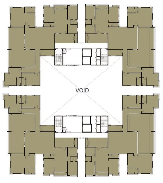 Primero Heights key plan of the floor shared by the four Type D homes, Seberang Jaya, Penang