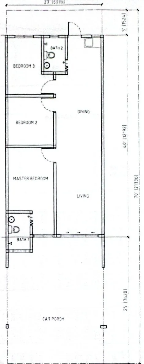Floor plan, 20 x 70 ft single-storey terrace house, Pusing Lestari, Pusing, Perak