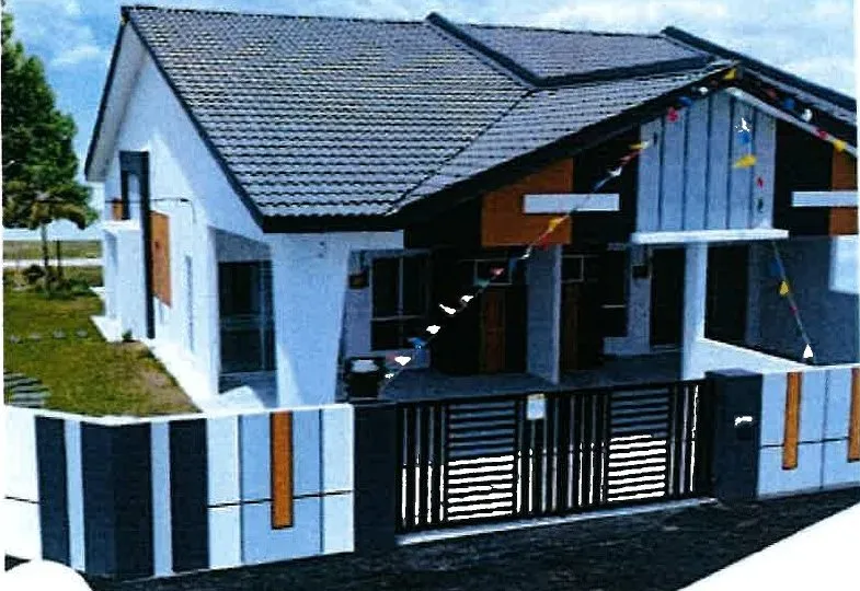 Completed single-storey terrace show house at Pusing Lestari by LYS Properties Sdn Bhd, Pusing, near Batu Gajah, Perak