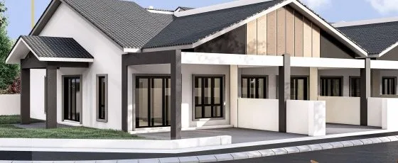 Single-storey terrace house corner-unit render at Raia Saujana III by Artana Properties Sdn Bhd, Simpang Pulai, Ipoh, Perak