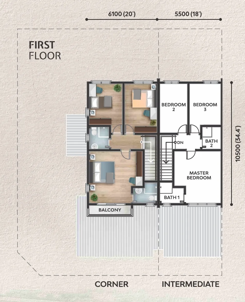 沙巴山打根 Rimbayu Indah Phase 2A 一楼平面图（三房）