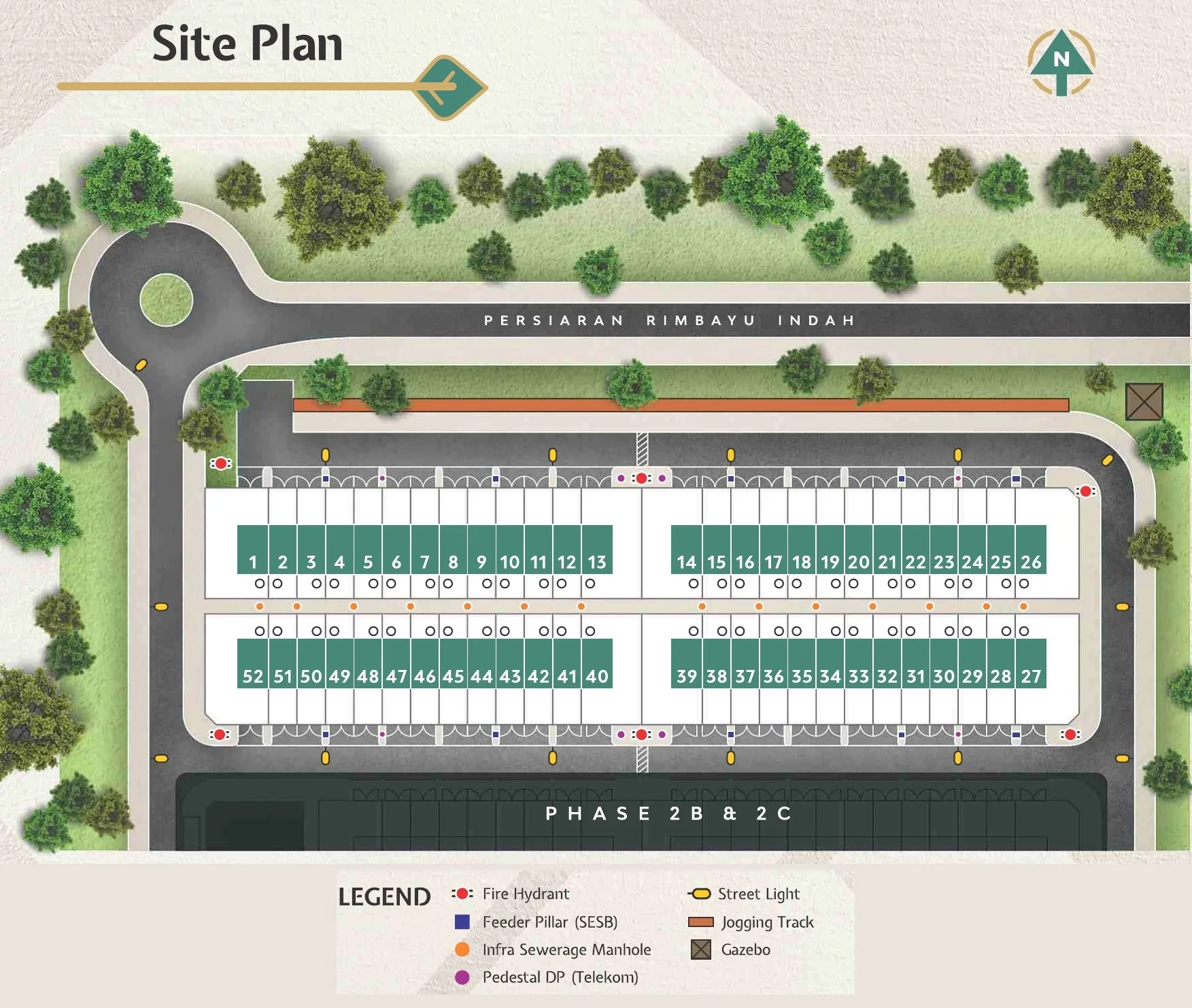 沙巴山打根 Rimbayu Indah Phase 2A 总体规划图（含地段编号）