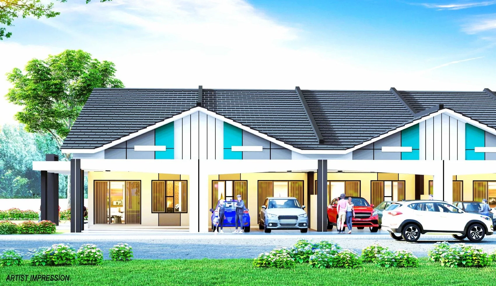 Single-storey terrace house render (Phase 3) at Rimbayu Tanjung Rambutan by VIP Waves Sdn Bhd, Ipoh, Perak