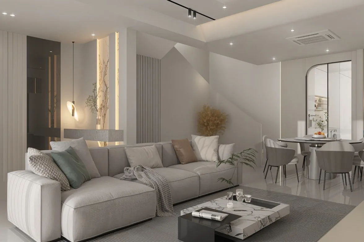 SA Terraces living area with the dining area behind, interior artist's impression, Simpang Ampat, Penang